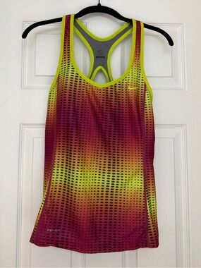 2012 Nike Racerback Dri-Fit Built-in Bra Tank in Neon Yellow & Pink Gradient
